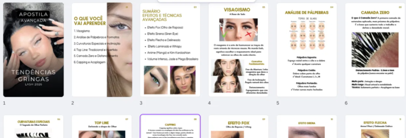 Prévia original das páginas: sumário, visagismo, análise de pálpebras e camada zero